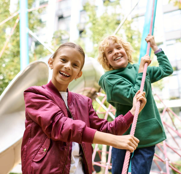 Brother and sister play outside after pediatric dental care in Franklin TN